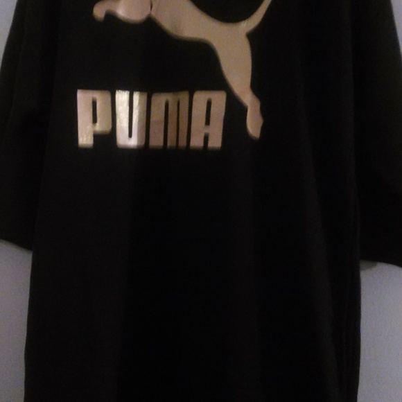 WOMENS PUMA GLAM BLACK&GOLD HOODED OVERSIZES DRESS - Picture 1 of 6